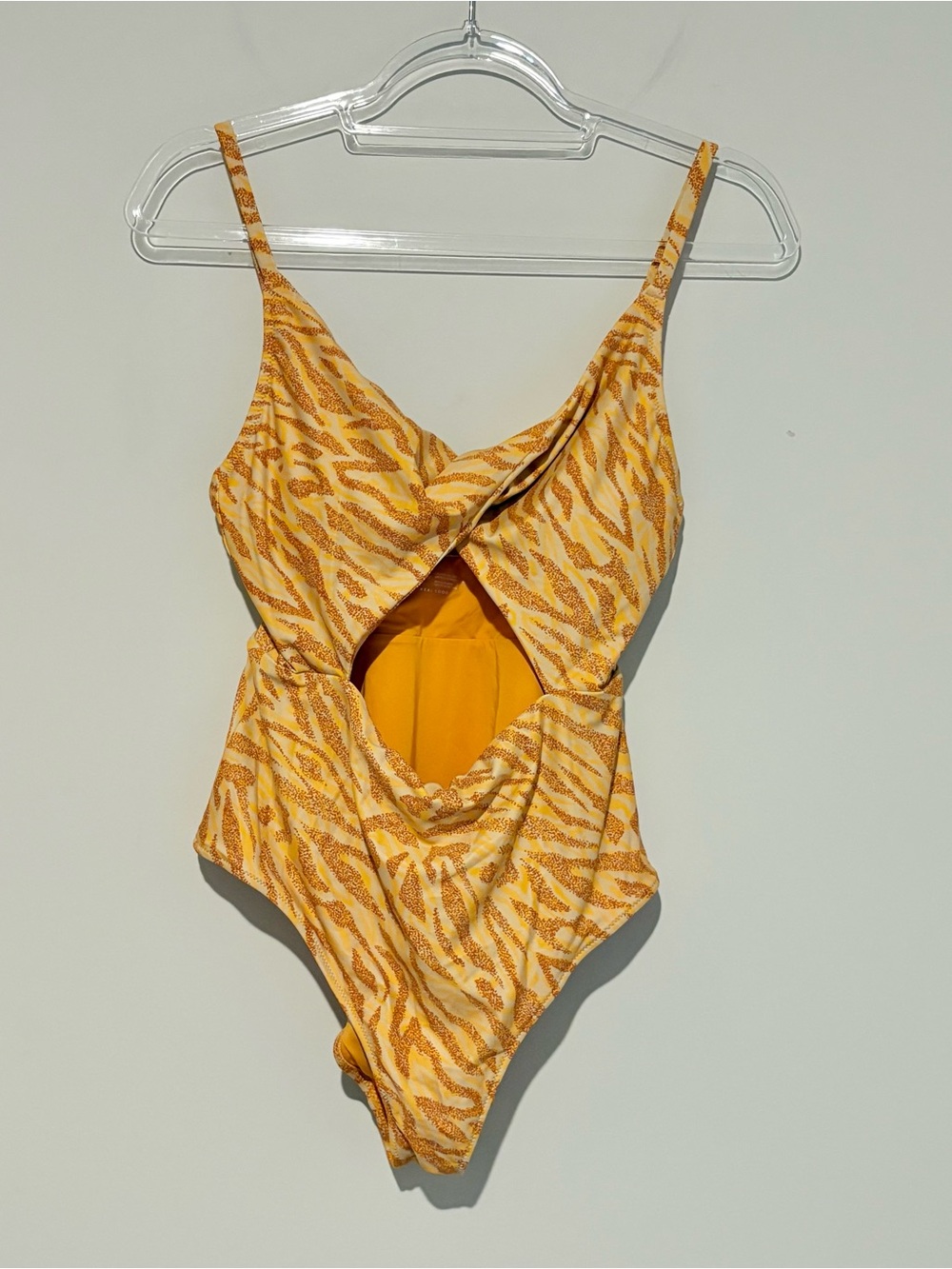 Aerie tiger cheetah print‎ cutout one piece swimsuit orange size large